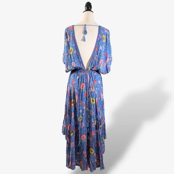 Spell Lovebird Half Moon Gown Deep Sky Blue Maxi Dress Size M Boho Festival - Picture 6 of 15